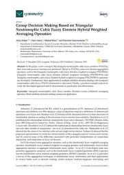 Icon image Group Decision Making Based on Triangular Neutrosophic Cubic Fuzzy Einstein HybridWeighted Averaging Operators