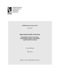 Icon image Improving food safety on the farm: Experimental evidence from Kenya on agricultural incentives and subsidies as public health investments