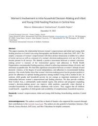 Icon image Women’s involvement in intra‐household decision‐making and infant and young child feeding practices in central Asia, No. 2