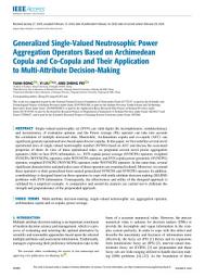 Icon image Generalized Single-Valued Neutrosophic Power Aggregation Operators Based on Archimedean Copula and Co-Copula and Their Application to Multi-Attribute Decision-Making