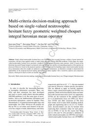 Icon image Multi-criteria decision-making approach based on single-valued neutrosophic hesitant fuzzy geometric weighted choquet integral heronian mean operator