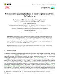 Icon image Neutrosophic quadruple ideals in neutrosophic quadruple BCI-algebras