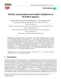 Icon image Polarity of generalized neutrosophic subalgebras in BCK/BCI-algebras