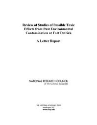 Icon image Review of Studies of Possible Toxic Effects from Past Environmental Contamination at Fort Detrick: A Letter Report