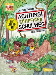 Icon image Achtung!: Sumpfiger Schulweg: Einfach Lesen Lernen | Spannendes Escape-Buch zum Mitmachen für Leseanfänger*innen ab 6 | Mit mehrfach spielbaren Rätseln, Labyrinthen und Suchbildern