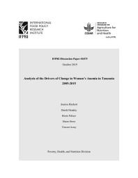 Icon image Analysis of the drivers of change in women’s anemia in Tanzania 2005-2015