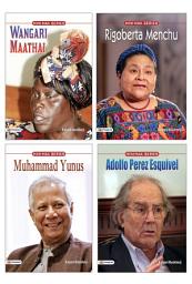 Icon image Noble Prize Winners (Adolfo Perez Esquivel/ Wangari Maathai/ Rigoberta Menchu/ Muhammad Yunus): NOBLE PRIZE WINNERS Adolfo Perez Esquivel + Wangari Maathai + Rigoberta Menchu + Muhammad Yunus by Kalyani Mookherji: Noble Laureates' Impact - Stories of Peace, Environment, Indigenous Rights, and Microfinance.