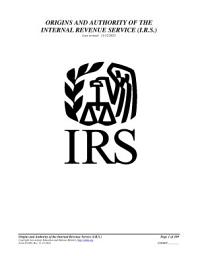 Icon image Origins and Authority of the Internal Revenue Service, Form #05.005