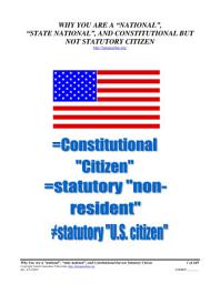 Icon image Why You are a "national", "state national", and Constitutional but not Statutory Citizen, Form #05.006